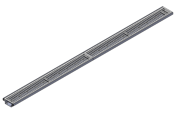 Drainrinne Edelstahl + verz. Stegrost 2,0 m