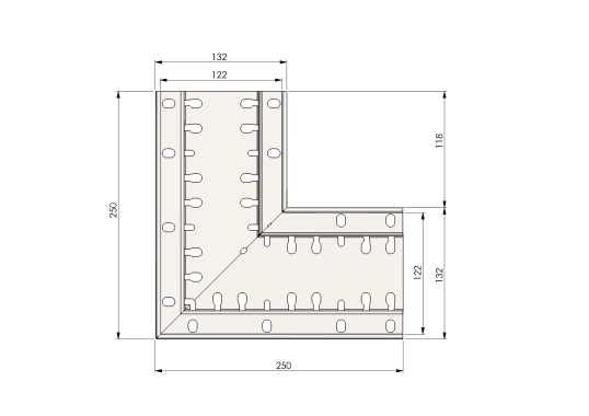 Ecke Grundelement Edelstahl 132/46
