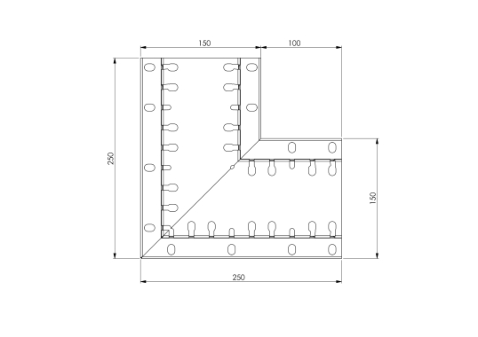 Ecke Grundelement Edelstahl 150/46