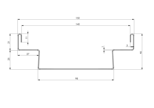 Grundelement Edelstahl 150 x 1000