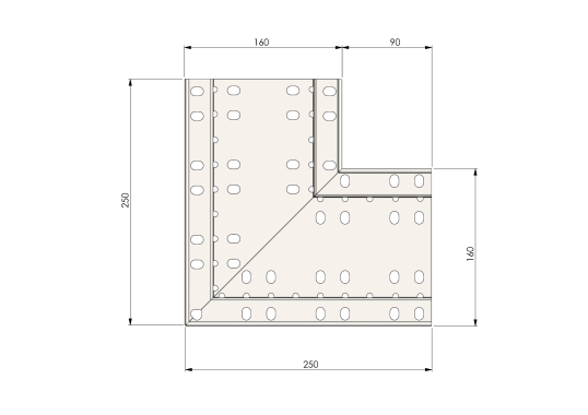 Ecke Grundelement Edelstahl 160/46