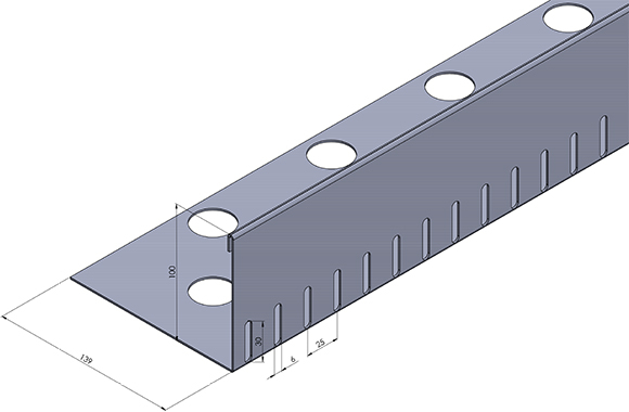 L-Leiste Edelstahl 100 mm hoch 2,00 m lang