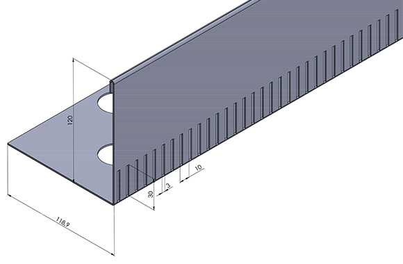 Kiesfangleiste L-Form Edelstahl 120 mm hoch 2,00 m lang