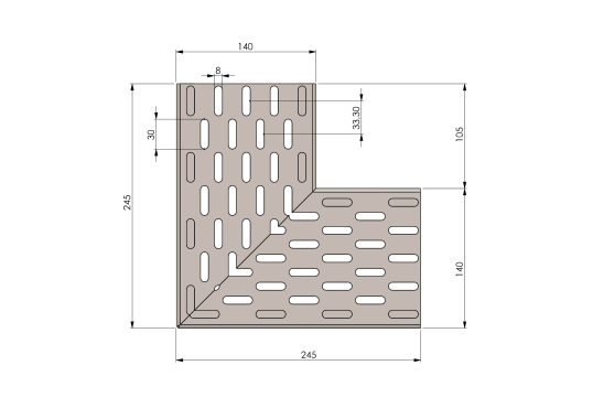 Ecke Schlitzrost Edelstahl 140